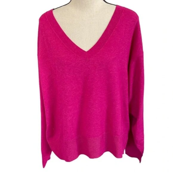 A New Day | NWTs Women’s Gauge V-Neck Raspberry Pink Sweater Sz L - Picture 3 of 9